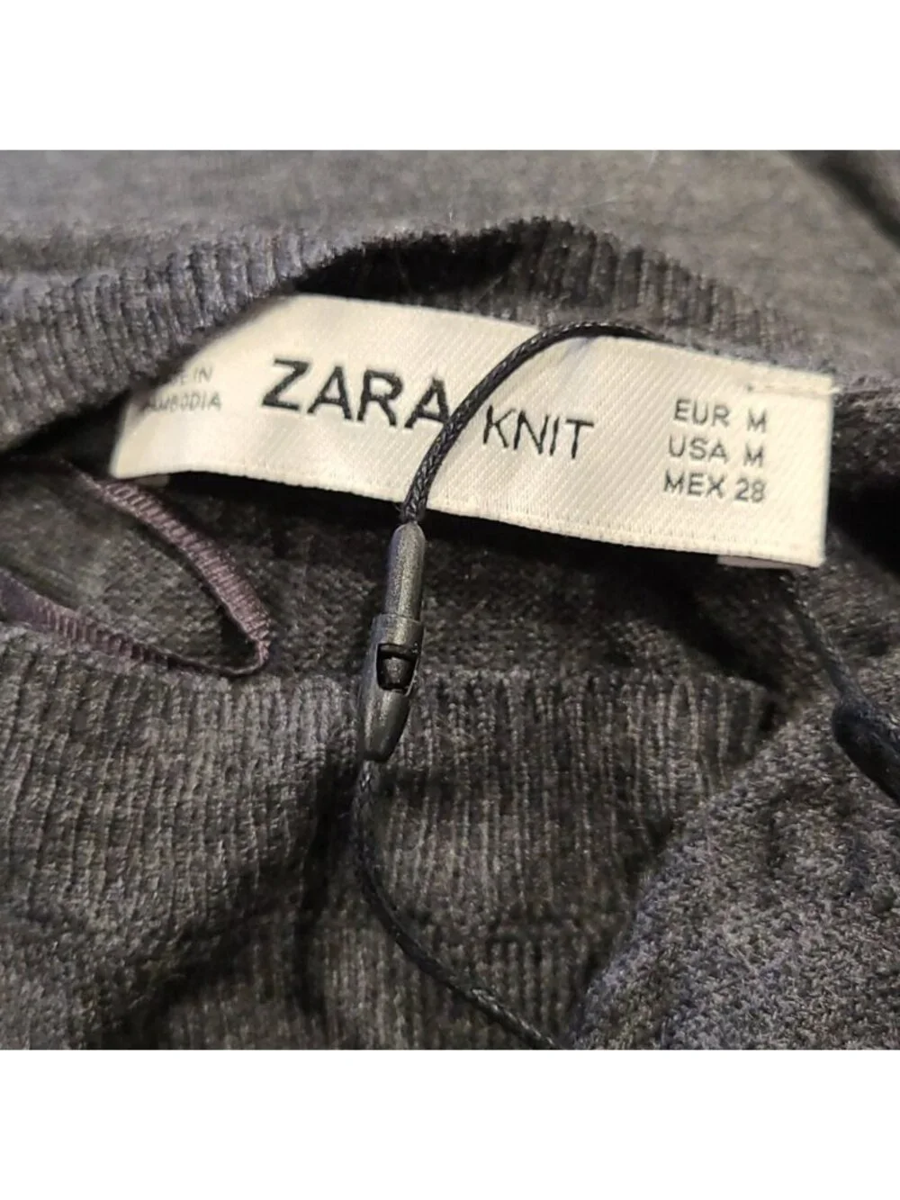 Zara Knit Faux Pearl Sleeve Long Sleeve Sweater